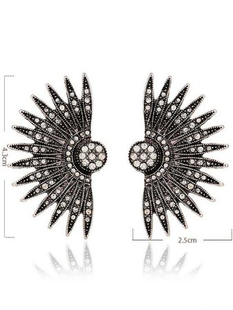 Alloy Rhinestone Fan-Shaped Drop Earrings BLACK: Earrings | ZAFUL