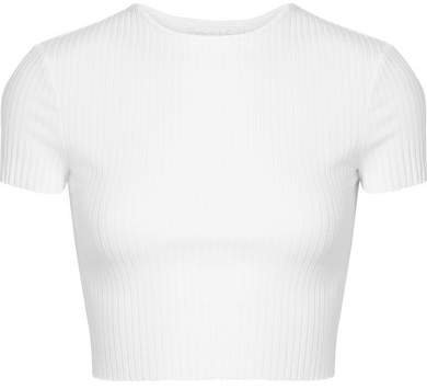 calé - Esmée Cropped Ribbed Stretch-jersey T-shirt - White