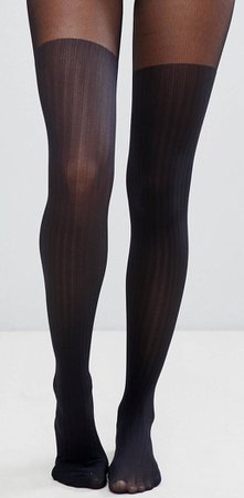 ASOS Design Recycled Rib Over The Knee tights-Black