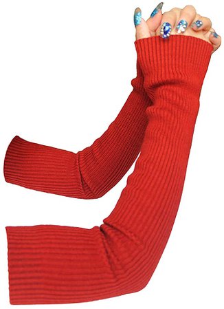 Share Maison Fingerless Arm Warmers for Women Winter Stretchy Gloves Cashmere Wool Gloves 50cm Extra Long Gloves (9-dark red) at Amazon Women’s Clothing store