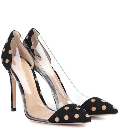 Exclusive to Mytheresa – Plexi polka-dot suede pumps