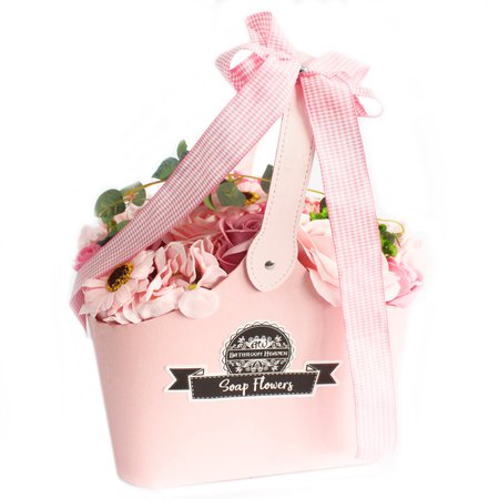 Basket Soap Flower Bouquet - Pink | Ancient Wisdom Drop Shipping | Drop Ship Gifts