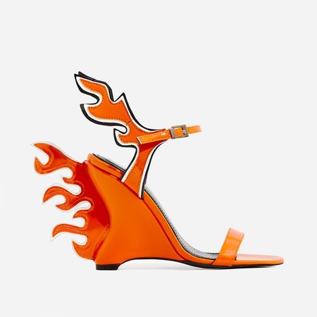 Flame Wedge Heel In Orange Patent | EGO