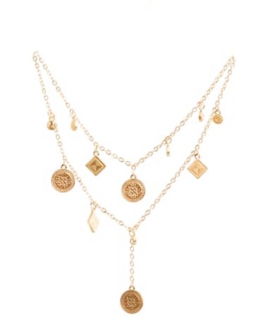 gold charm layered necklace