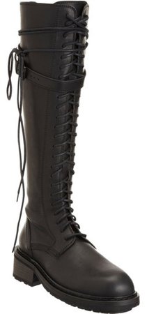 Ann Demeulemeester Black Lace Up Knee High Leather Combat Boots/Booties Size US 8 Regular (M, B) - Tradesy