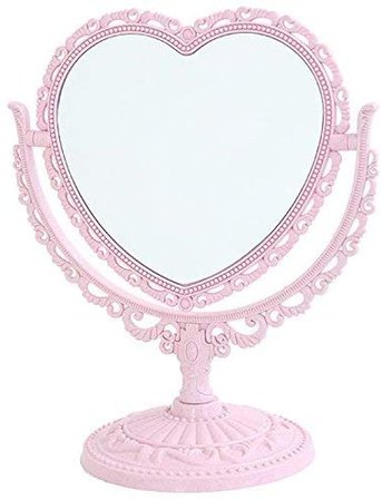 Amazon.com: XPXKJ 7-Inch Heart Shaped Mirror Tabletop Vanity Makeup Mirror with 3X Magnification Vintage Mirror, Bathroom Bedroom Dressing Mirror(Pink Heart-Shaped): Home & Kitchen