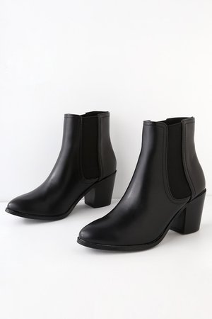 Cute Black Bootie - Black Ankle Boot - Vegan Leather Bootie