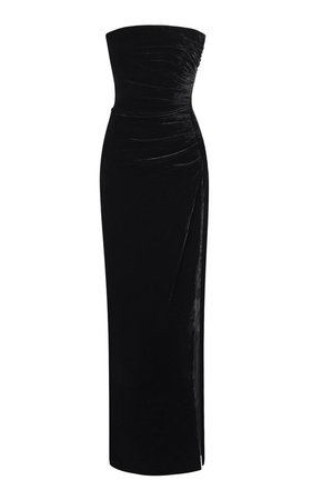 Black Strapless Slit Dress by Rasario | Moda Operandi