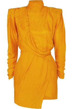 Dundas | Draped open-back satin-jacquard mini dress | NET-A-PORTER.COM