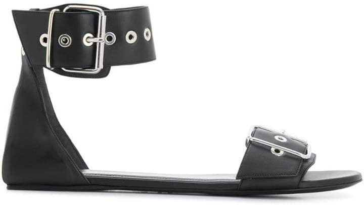 buckled flat sandals