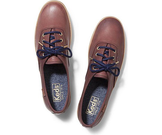 Brown leather keds
