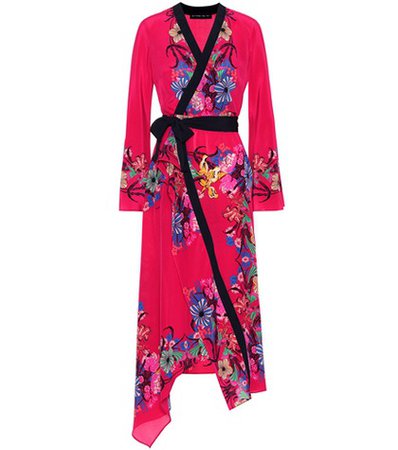 Floral silk kimono dress