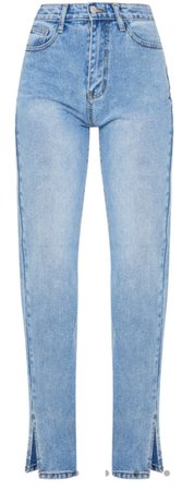 Split Denim Straight Jeans