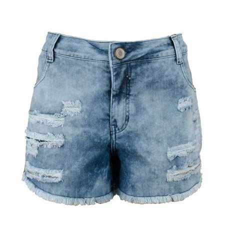 Shorts Jeans Claro Desfiado Bolsas e Moda Feminina