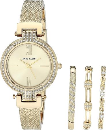 Amazon.com: Anne Klein AK/3584 Damen-Armbanduhr und Armband mit Kristallakzenten, Gold, AK/3584GBST : Sonstiges