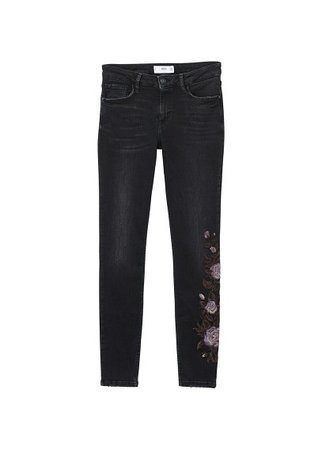 MANGO Floral embroidery jeans