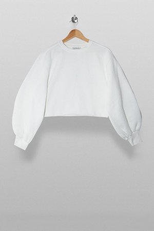 White Cropped Sweatshirt | Topshop