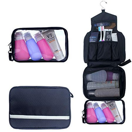 Amazon.com : Toiletry Bag, Hanging Toiletry Bag With Detachable TSA Approved Portable Clear PVC Pouch Waterproof Multifunction Travel Toiletry Bag for Men & Women(Black) : Beauty