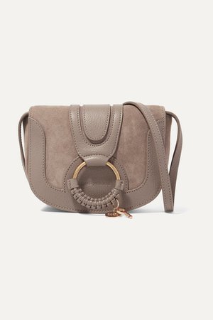 Hana Mini Textured-leather And Suede Shoulder Bag - Gray