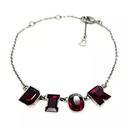 Vintage Christian Dior Red Crystal Letter Bracelet 1990s For Sale at 1stDibs