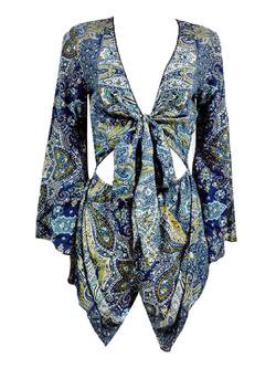 'Yogis' Bohemian Print Tied Front Romper (2 Colors) | Goodnight Macaroon