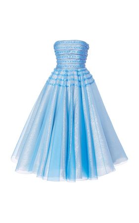 John Galliano Blue Midi Dress Tulle