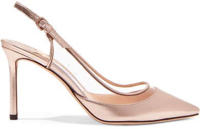 Erin 85 Pvc And Metallic Leather Slingback Pumps