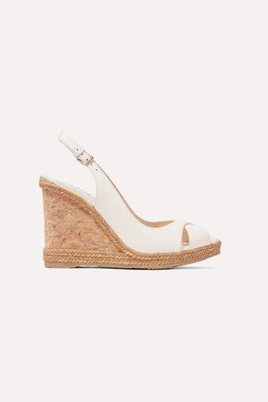Amely 105 Leather Slingback Wedge Sandals - White