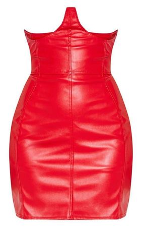 red leather corset dress