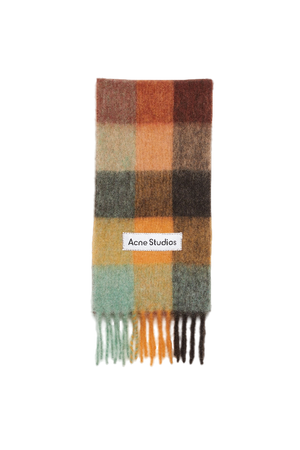 Acne Studios - MOHAIR CHECKED SCARF in Chestnut brown/yellow/green