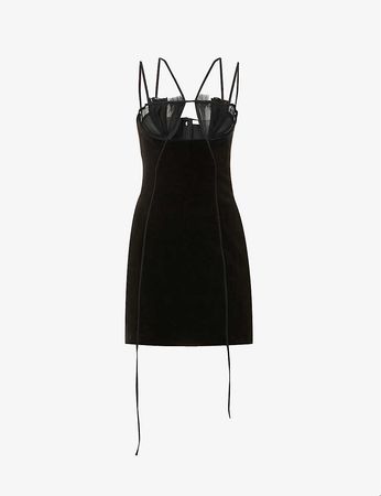 NENSI DOJAKA - Pleated-panel V-neck stretch-woven mini dress | Selfridges.com