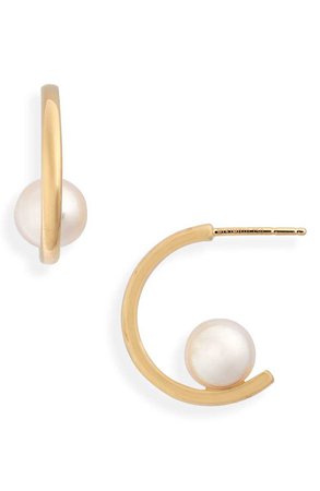 Mikimoto Floating Pearl Mini Hoop Earring | Nordstrom