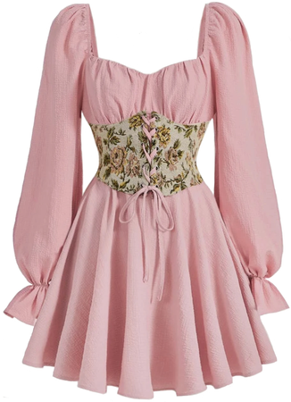 pink ruffle corset dress