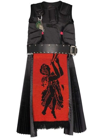 Chopova Lowena Guard leather detail dress - Black