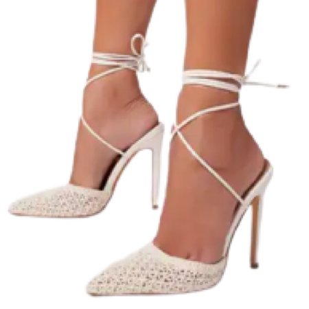 EGO - XANDRA LACE UP KNITTED POINTED TOE COURT HEELS