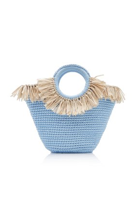 Sun Bag Mini Raffia-Cotton Tote by Mizele | Moda Operandi