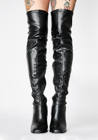 Public Desire Black Ryleigh Over The Knee Boots | Dolls Kill