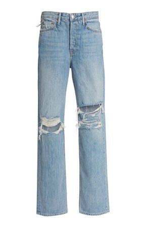 Mica Distressed Rigid High-Rise Straight-Leg Jeans by GRLFRND Denim | Moda Operandi