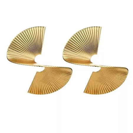 2019 Women's Earings Unique Design 3D Geometric Fan Shaped Trendy Accessories In GOLDENROD | DressLily.com