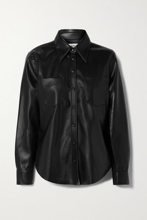 Paloma Vegan Leather Shirt - Black