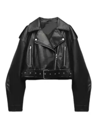New Women's Street Fashion Faux Leather Washed Jacket Coat