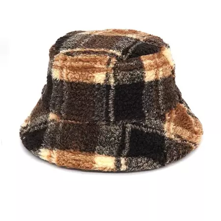 Brown Plaid Fuzzy Bucket Hat | BOOOGZEL CLOTHING – Boogzel Clothing