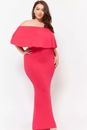 Plus Size Flounce Off-The-Shoulder Maxi Dress | Forever 21