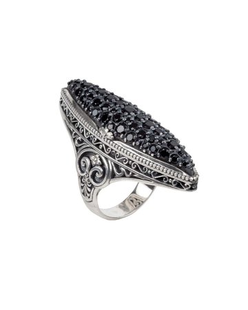 Konstantino Black Spinel Pave Marquise Ring