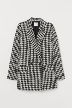 Bouclé Jacket - Black/houndstooth-patterned - Ladies | H&M US