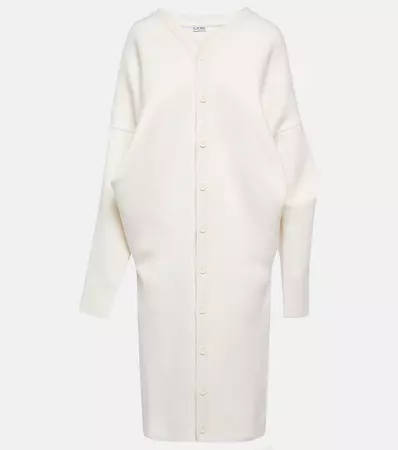 Draped Wool Blend Coat in White - Loewe | Mytheresa