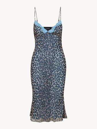 Jaime Bellini | Leopard Animal Silk Print Midi Dress | Réalisation EU