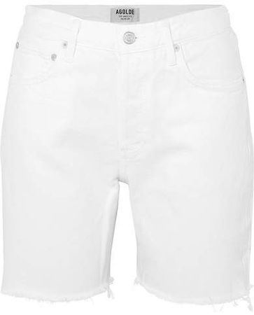 AGOLDE - Rumi Frayed Denim Shorts - White