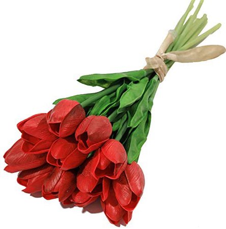 Amazon.com: 12 pcs Red 14" Artificial Latex Tulips Flowers for Party Home Decoration,Artificial Flowers Tulips for Wedding Bouquets, Fake Tulips PU Tulips Flowers Room Centerpiece Decor (12, Red): Kitchen & Dining
