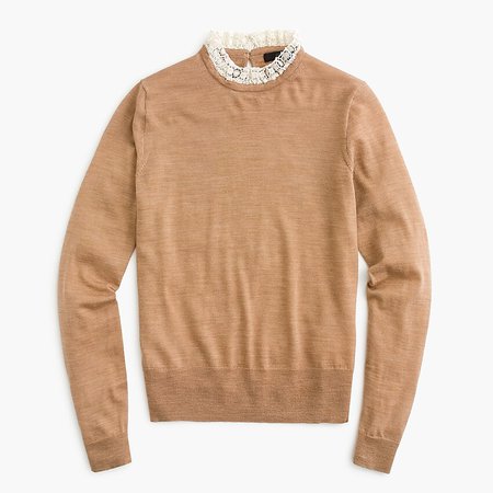 J.Crew: Tippi Sweater With Lace Collar Detail